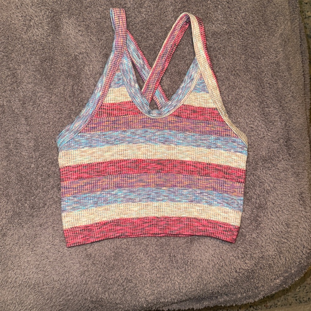Free People Movement Striped Multicolor Knit Crop Top